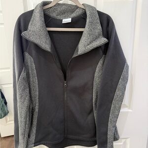 Columbia Jacket Women XL Fleece Knit Gray Black Lightweight Outdoor Activewear